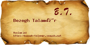 Bezegh Talamér névjegykártya